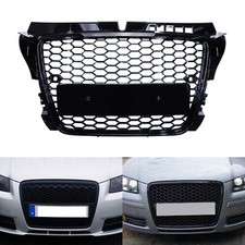 RS Style Gloss Black Honeycomb Mesh Front Radiator Grille For Audi A3 8P S3 RS3