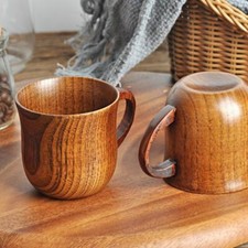 2PCS Wood Coffee Cup Wooden Cup Tea Beer Juice Milk Water Mug Wooden Coffee Cup