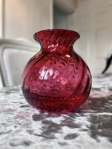Cranberry glass vase - glass,