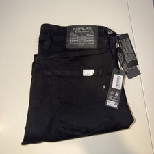 Replay Anbass Slim Fit Black Jeans W32 L32 Brand New with Tags