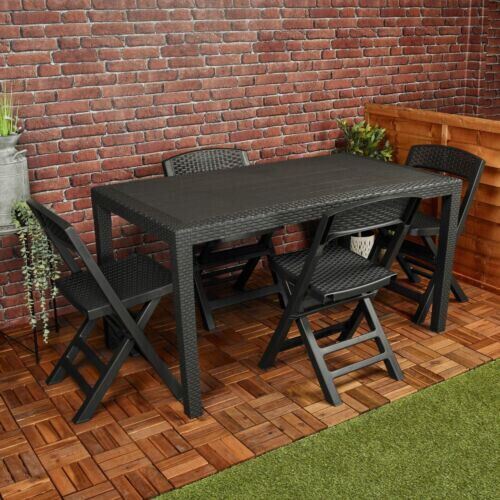 Black plastic rattan - plastic, &