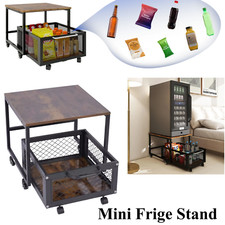 Mini Bar Fridge Beverage Cooler Drinks Refrigerator Stand with Drawer Cart Home