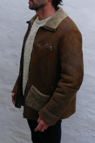 Vtg brown mens - , sheepskin