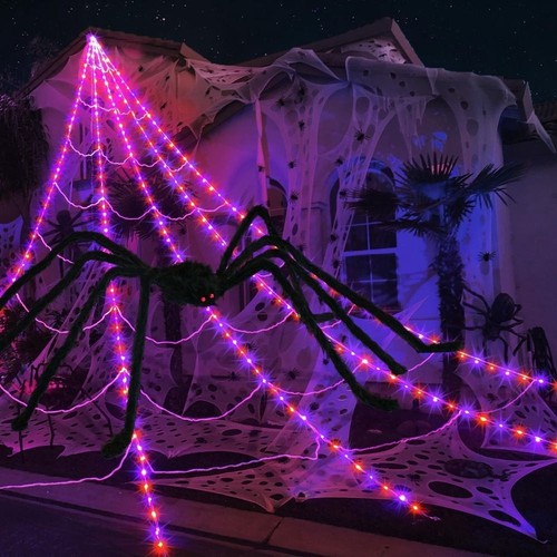 Halloween luminous spider - luminous, web