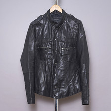ALL SAINTS Leather Shirt Jacket SMALL Mens Black Biker Celebrity Grail AFTERNOON