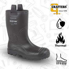 Mens Safety Rigger Boots Grafters Wellies Waterproof Steel Toe Warm Fleece Lined