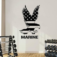 Marine American Flag Wall Sticker Art Decal for Boys Girls Room Bedroom Decals