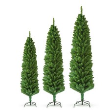 Slim Christmas Tree Pencil Pine Artificial Bushy XMAS Decoration 5FT 6FT 7FT