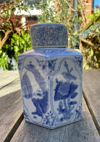 Vintage hexagonal chinese blue - hexagonal,