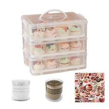 Cupcake Carrier 36 Count, 3-Layer Cupcake Holder With Lid And Handles, Cupcak...