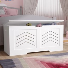 Toy Box Storage Chest Large Wooden Blanket Bedding Box with Soft Close Hinges