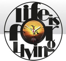 LIFE IS FOR LIVING NOVELTY VINYL RECORD CLOCK 30CM GIFT BOXED BRAND NEW