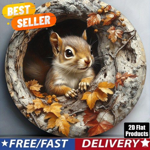 Squirrel garden plaque wooden - plaque,
