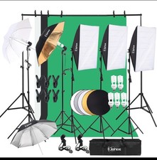 Photography Softbox 3 Backdrops +Stand Set Photo Studio Lighting Video Light Kit