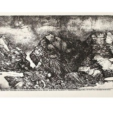 Heinz Zander Shore of the Symplegades Leipzig School Signed Etching 1984