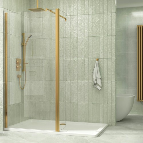 Brushed brass walk wet room - walk,