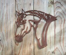 Rusty Metal HORSE Head Garden Ornament. Rustic Garden Decor. Rusted Steel Art.