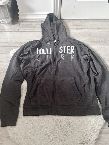 Hollister grey zip hoodie - grey, up