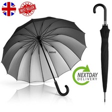 Windproof Umbrella Long Waterproof Rain Automatic 16 Rods Strong Stick Fast UK