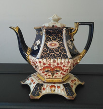 Antique Lingard Webster & Co Hand Painted Imari Pattern Teapot and Stand c. 1900