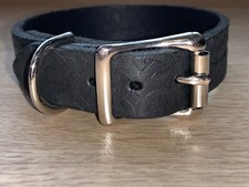 Black Dog Collar Celtic Real Leather Hand Made Great Value 20mm 7/8 Size G8
