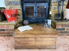 Antique Mahogany Chest, Vintage Wooden Storage Trunk, Blanket Box, Coffee Table.