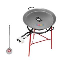 Paella Pan Cooking Set with 60cm Steel Paella Pan, 2 Gas Burner and Legs, Spoon