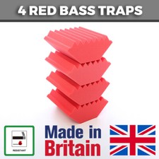 4 Red Acoustic Foam Bass Traps
