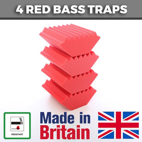 Red acoustic foam bass traps - 4,