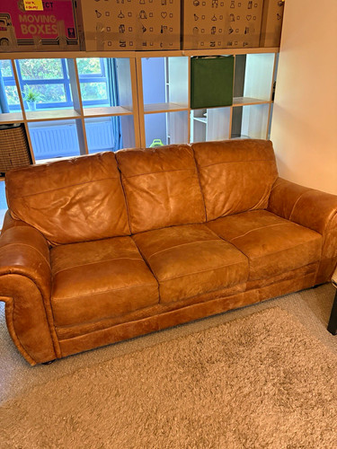 Dfs brown leather seater - dfs,