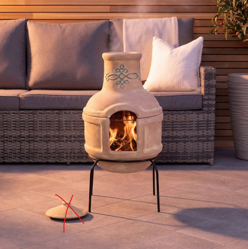 Terracotta clay chimenea with - terracotta,