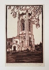 Vintage EDMUND T. MONTGOMERY Skinner Memorial Chapel 50/13 WOOD PRINT BLOCK