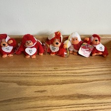 Vintage FUN WORLD Monchichi-Style Red  Christmas Dog Bear Monkey Valentine Mini