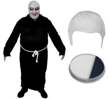 BLACK ROBE, WHITE BALD CAP AND