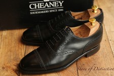 Cheaney Black Kent Leather Oxford Brogue Shoes UK 8.5 US 9.5 EU 42.5