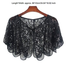 Women Sequin Shawl Wraps Sparkly Cropped Cardigan Bolero Shrug Evening Cape