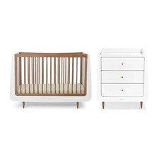 SnuzKot Skandi Cot Bed and Changing Unit 2 Piece Nursery Furniture Set Walnut