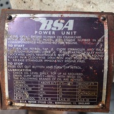 BSA Name Instruction Plate 
