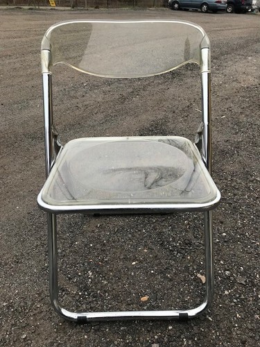 Lucite chrome folding chair - lucite,