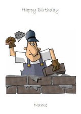 Bricky, Bricklayer builder card personalise for any occasion