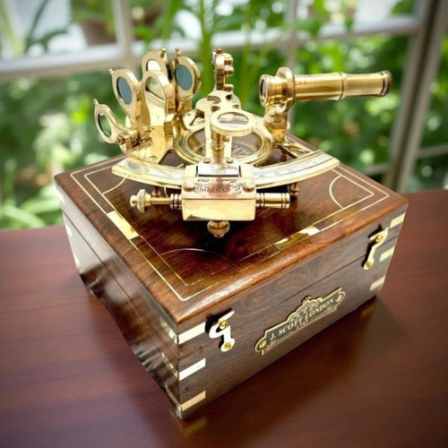 Nautical brass sextant - sextant, working