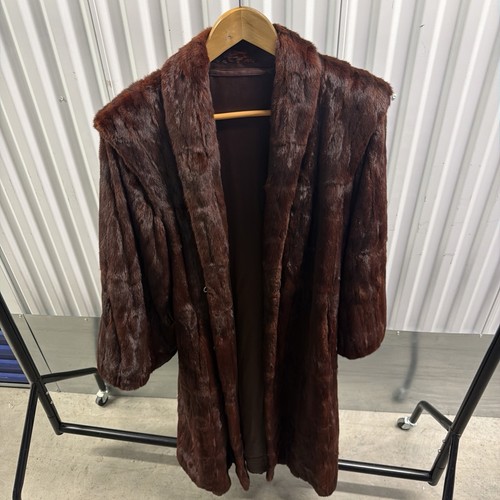 Vintage brown mink fur long - mink,