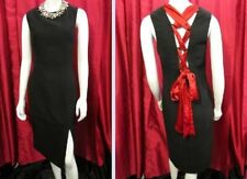 After Six by Ronald Joyce black cocktail party evening dress red ribbon UK10❤️