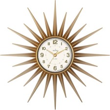 Retro Gold Sunburst Wall Clock