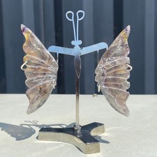 61G Natural crystal fluorite butterfly wing decoration+bracket