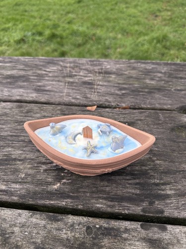 Ship candle with clay - with,