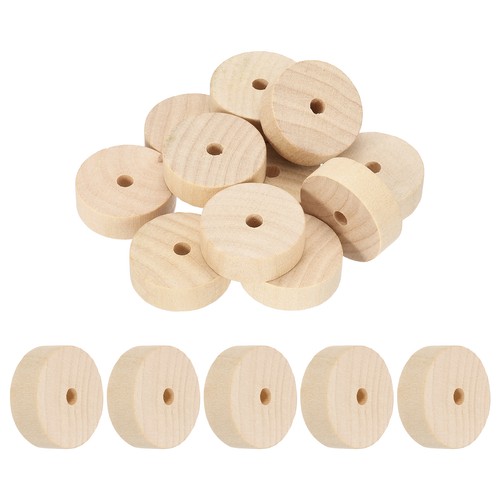 12pcs slab wooden wheels - wooden, 1.18"