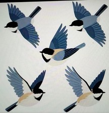 5 FLYING BLUE BIRDS 2D rustic