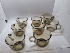  arcoroc France Smoke Glass Cups & saucers 
