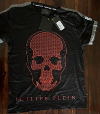 Philipp Plein Rhinestone Amplified Skull T-shirt Size 3xl Black- Red- Grey